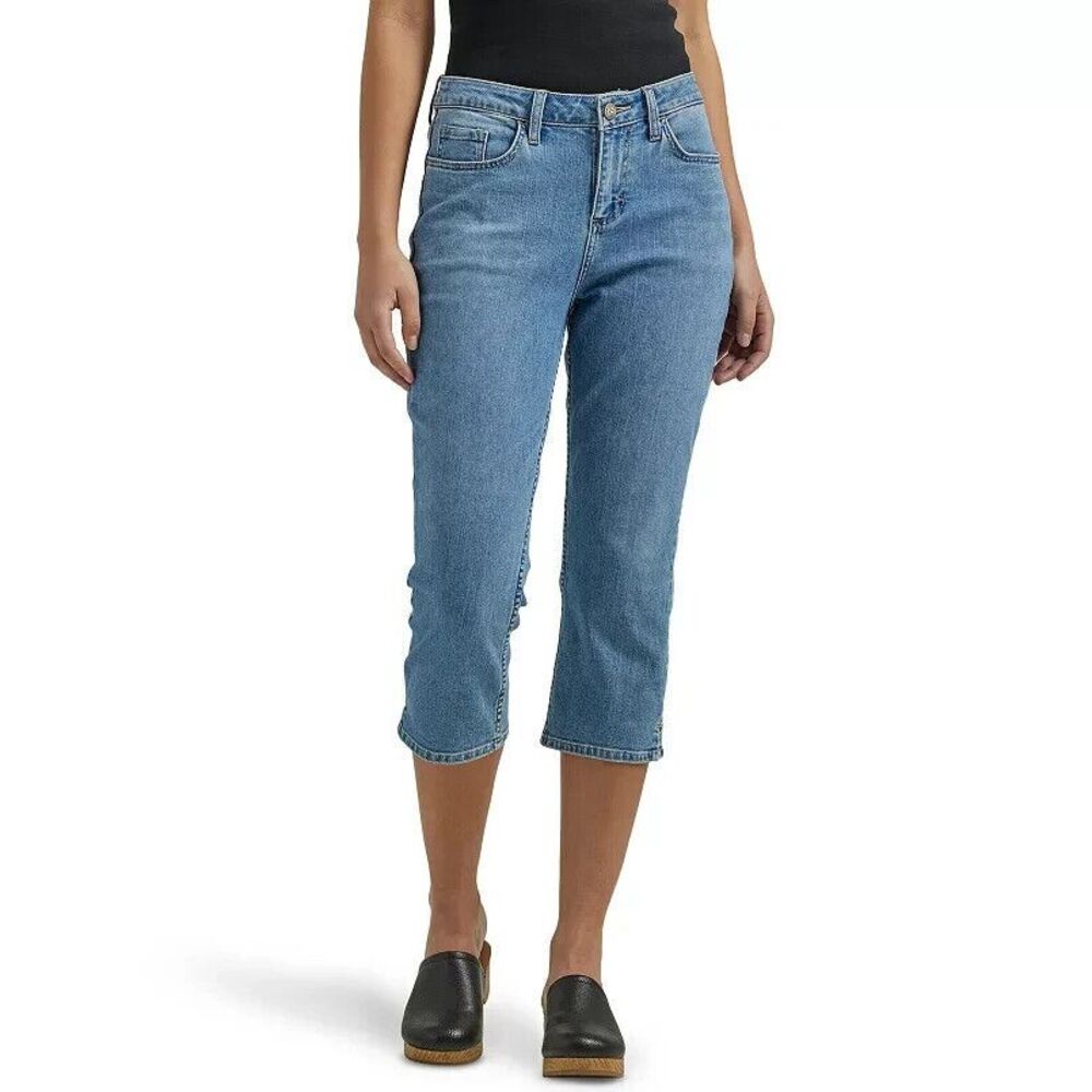 Lee Legendary Style Capri Jeans Womens 4 Blue Medium Wash Mid Rise Stretch NEW